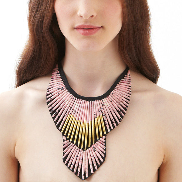 Pink Beaded Collar Necklace - Swaziland