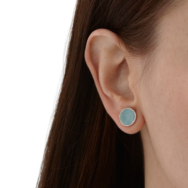Soft Grey Silk Scarf + Silver Aquamarine Studs - Afghanistan